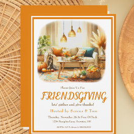 Boho Friendsgiving Erntedank Living Room Einladung