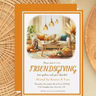 Boho Friendsgiving Erntedankfest Wohnzimmer Einladung