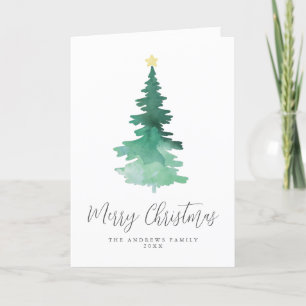 Boho Frory Christmas Watercolor Tree Non-Foto Feiertagskarte