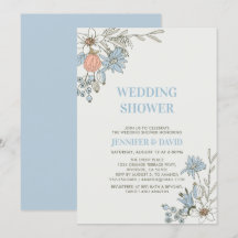 Boho-Frühjahrsblaue Blumen-Hochzeitsdusche-Einladu