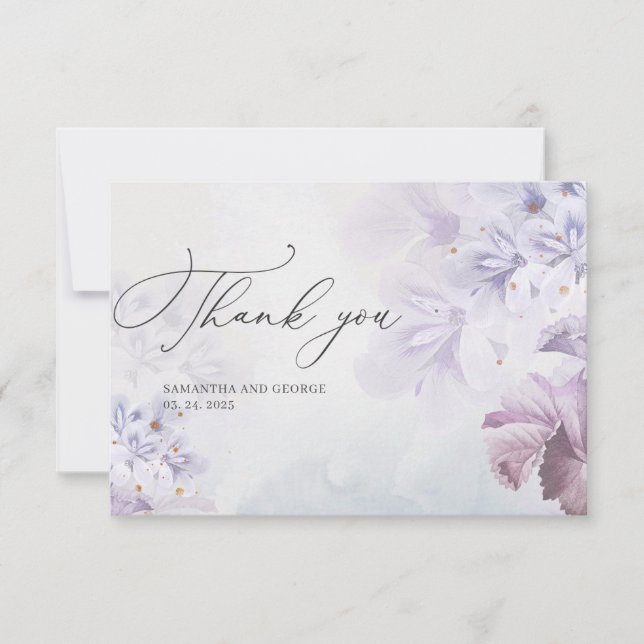 Boho Frühlingsblumen lila braun danke Karte (Vorderseite)