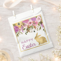 Boho Frühlingsblumen und Gold Bunnies Happy Oaster