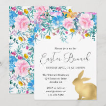 Boho Frühlingsblumen und Gold Bunnies Osterbrunch
