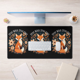 Boho Fuchs "Bleib wild, bleib frei" Wald Dunkel Schreibtischunterlage