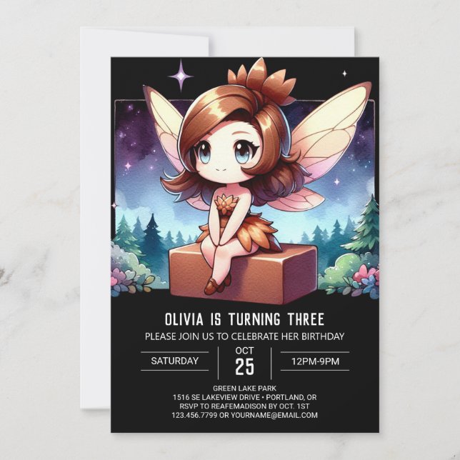 Boho Fun Fairy Birthday Einladung (Vorderseite)