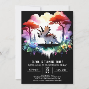 Boho Fun Triceratops Geburtstag Einladung
