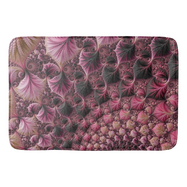 Boho Funky Eclectic Pink Black Abstrakt Fraktal Badematte (Vorderseite)