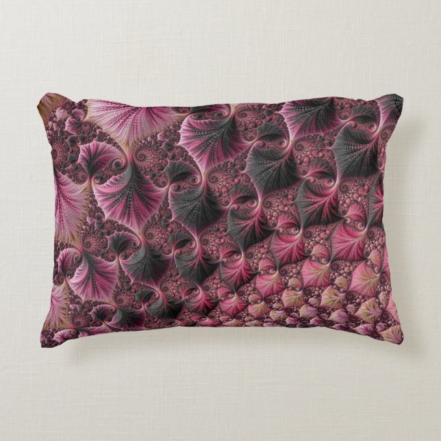 Boho Funky Eclectic Pink Black Abstrakt Fraktal Dekokissen (Vorderseite)