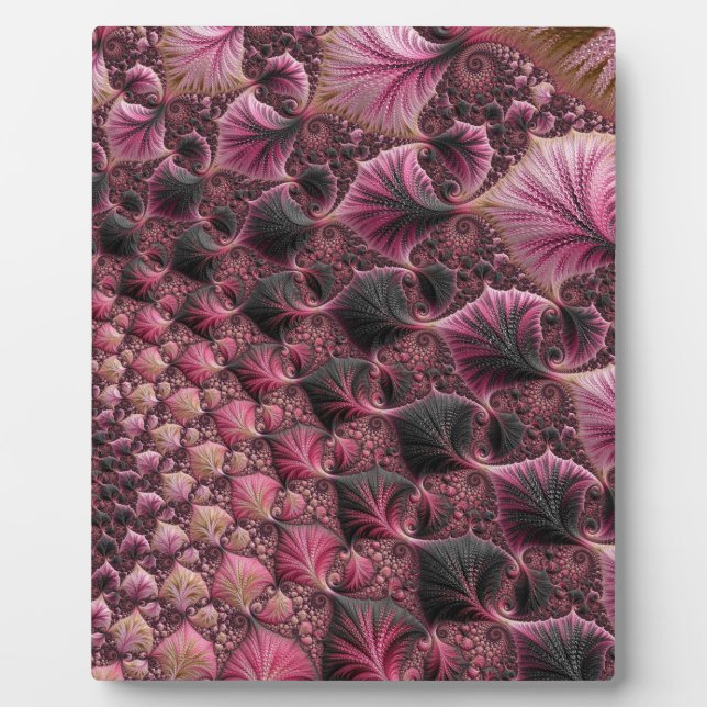 Boho Funky Eclectic Pink Black Abstrakt Fraktal Fotoplatte (Vorderseite)