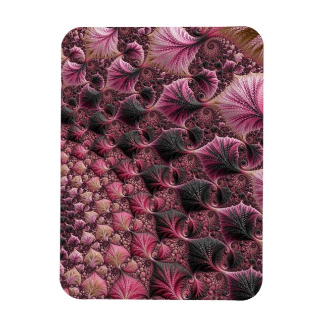 Boho Funky Eclectic Pink Black Abstrakt Fraktal Magnet (Vertikal)