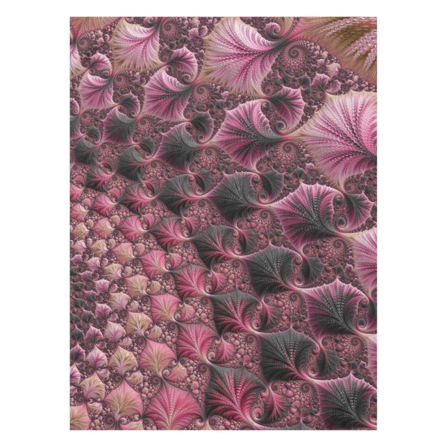 Boho Funky Eclectic Pink Black Abstrakt Fraktal Tischdecke (Vorderseite)