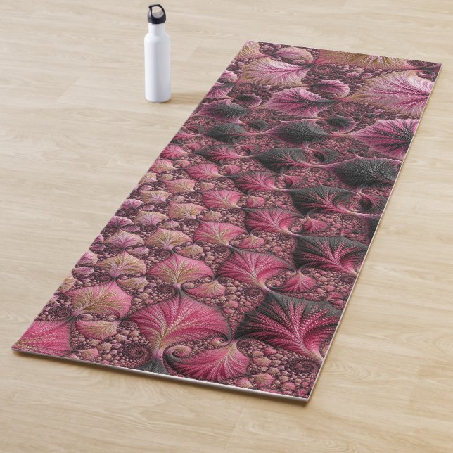 Boho Funky Eclectic Pink Black Abstrakt Fraktal Yogamatte (Beispiel)
