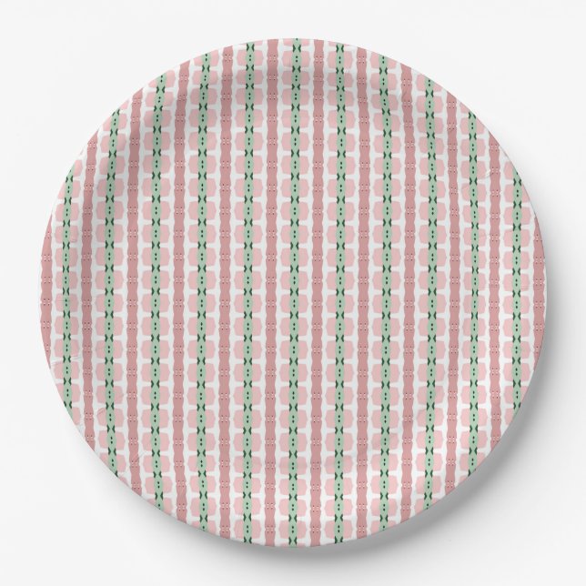 Boho Funky Retro Eclectic Pastel Christmas Streife Pappteller (Vorderseite)