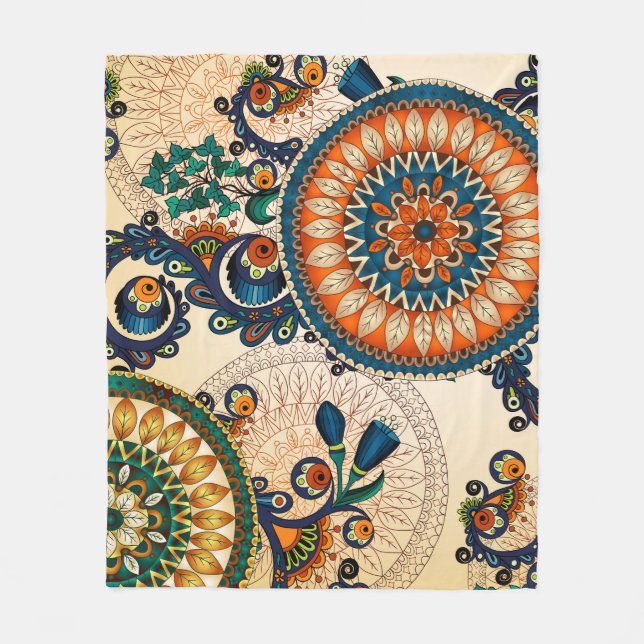Boho Funky Trendy Retro abstraktes Muster Fleecedecke (Vorderseite)