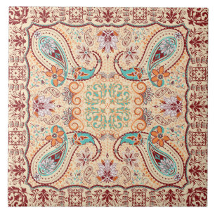 Boho Funky Trendy Retro abstraktes Muster Fliese