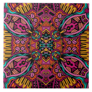 Boho Funky Trendy Retro abstraktes Muster Fliese