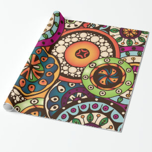 Boho Funky Trendy Retro abstraktes Muster Geschenkpapier