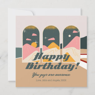 Boho Futurdelic Personalisiert Birthday Flat Card