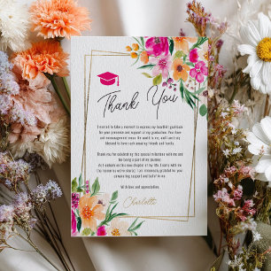 Boho Garden Blumengold Foto Abschluss Dankeskarte