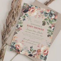 Boho Garden Floral Baby Dusche Rett Date Champagne