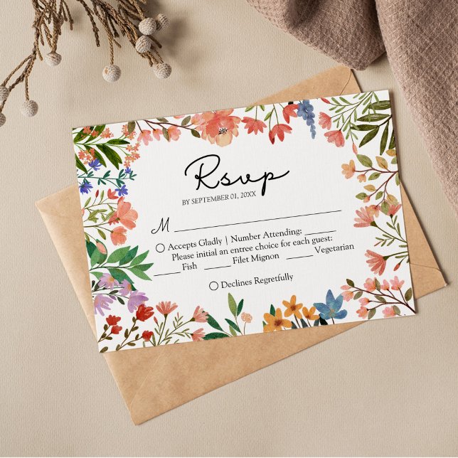 Boho Garden of Wildblume Wedding RSVP Card (Von Creator hochgeladen)