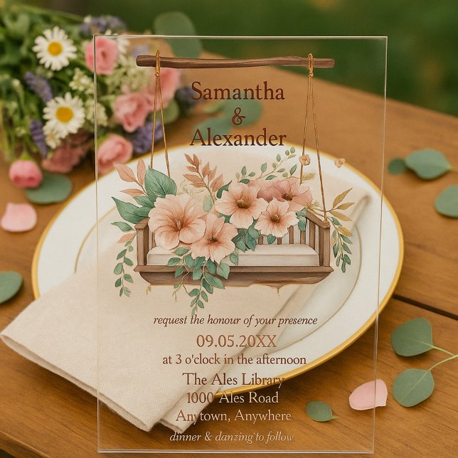 Boho Garden Romance Wedding Acryleinladungen (Von Creator hochgeladen)