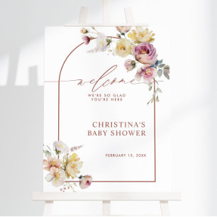 Boho Garden Rose Blume Kinderdusche Begrüßungszeic Poster