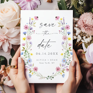 Boho Garden Wildblume Wedding Save the Date Card Einladung