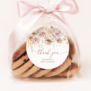 Boho-Garten-Blumen-Baby-Shower-Dankeschön Runder Aufkleber