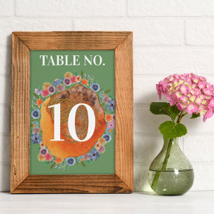Boho-Garten-Grün-Boho-Wildblumen-Hochzeit Tischnummer