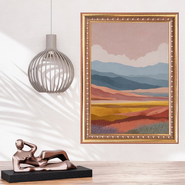 Boho-Gebirgslandschaft Farbige Träumerei Retro Poster (Von Creator hochgeladen)