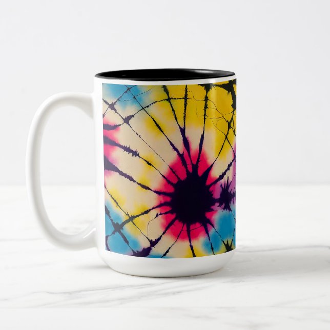 Boho gefärbte Krawatte Kaffee Tasse, Hippie, gefär Zweifarbige Tasse (Links)