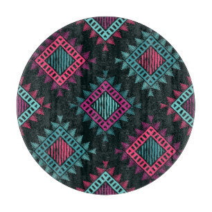 Boho-Geist: Nahtloses Stammes-Ethnik-Muster Schneidebrett