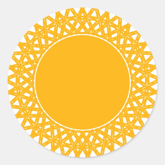 Boho gelbe Sonnenstrahlen leblos moderne und moder Runder Aufkleber (Vorderseite)