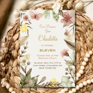 Boho Gems Vintage Kristalle Wasserfarbe Geburtstag Einladung