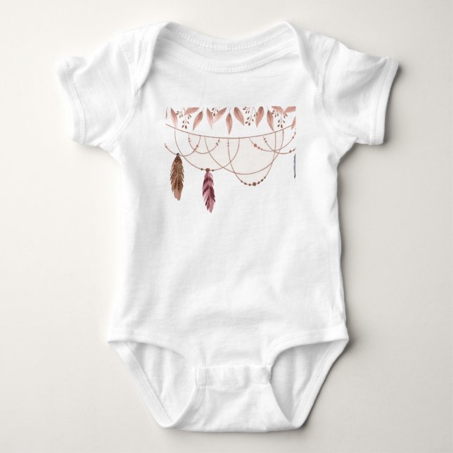 Boho Gemustert Jersey Baby Strampler (Vorderseite)