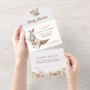 Boho Gender Neutral All in One Baby Shower laden All In One Einladung