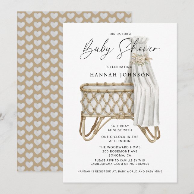 Boho Gender Neutral Baby Shower Einladung (Vorne/Hinten)