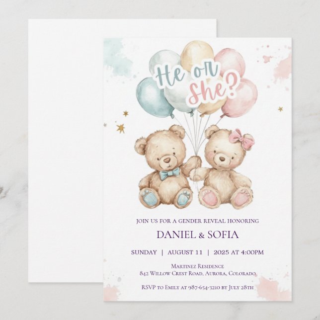 Boho Gender Reveal Invitation Neutral Baby Einladung (Vorne/Hinten)