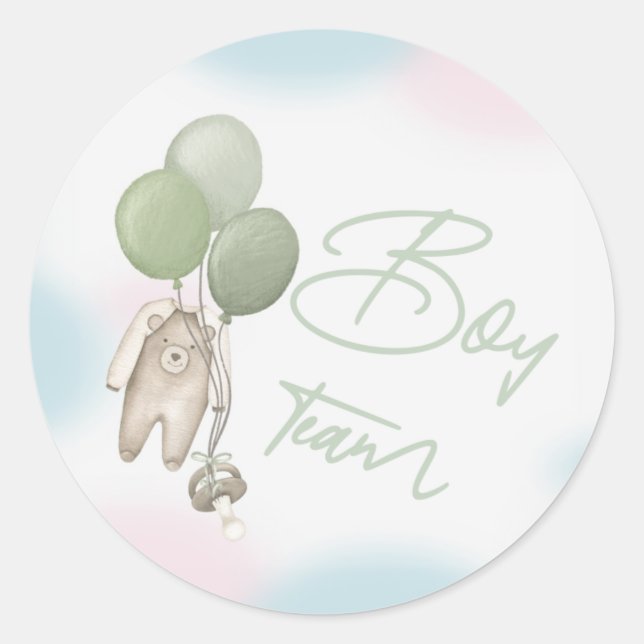 Boho Gender Reveal Stickers Team Boy (Vorderseite)