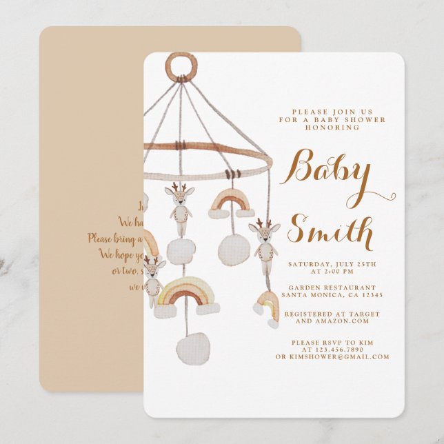 Boho Genre Neutral Nursery Baby shower Invitation (Devant / Derrière)
