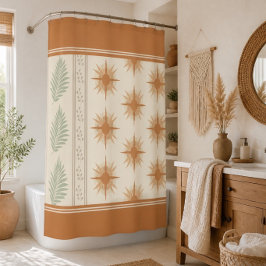 Boho Geo Botanischer Duschvorhang