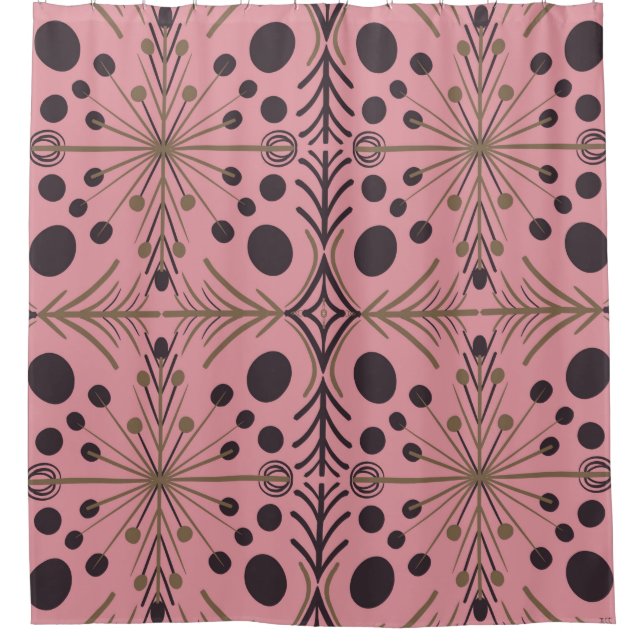 Boho Geometric Arrow Pink Pattern Duschvorhang (Vorderseite)