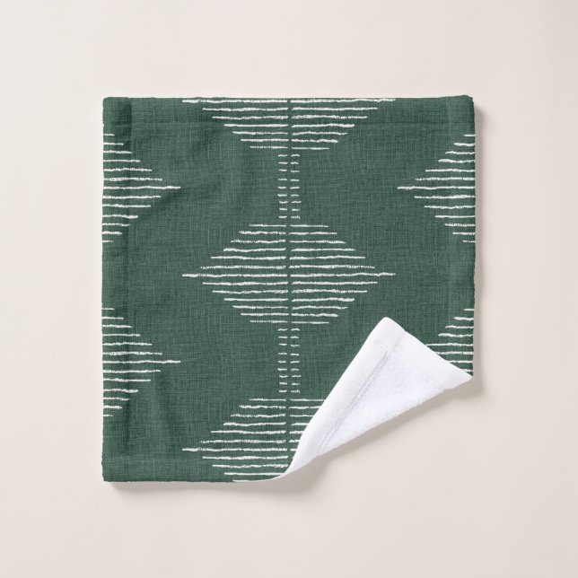 Boho Geometric Bath Handtücher in Emerald Green (Waschlappen)