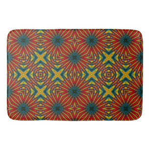 Boho Geometric Brown Red Yellow Blue Ethnic Tribal Badematte