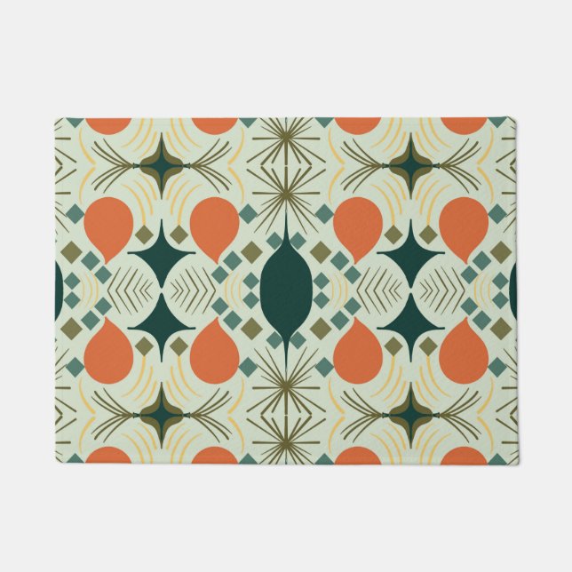 Boho Geometric Diamond Mintmuster Fußmatte (Vorderseite)