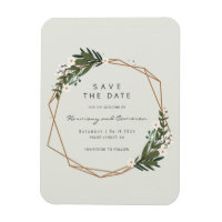 Boho Geometric Gold Frame Greenery Save the Date