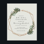 Boho Geometric Gold Greenery Budget Brautparty Flyer<br><div class="desc">Moderne Boho Budget Brautdusche lädt zum Flyer ein, mit Ihren Veranstaltungsdetails in einem vergoldeten geometrischen Rahmen, umgeben von Grün und weißen Blume. Ein botanisches Design, das sich perfekt für eine böhmische Feier im Sommer eignet. Diese billigen Brautduscheinladungen werden auf Papierbögen gedruckt, um eine preisgünstige Option zu erhalten. Rahmen mit freundlicher...</div>