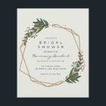 Boho Geometric Gold Greenery Budget Brautparty Flyer<br><div class="desc">Moderne Boho Budget Brautdusche lädt zum Flyer ein, mit Ihren Veranstaltungsdetails in einem vergoldeten geometrischen Rahmen, umgeben von Grün und weißen Blume. Ein botanisches Design, das sich perfekt für eine böhmische Feier im Sommer eignet. Diese billigen Brautduscheinladungen werden auf Papierbögen gedruckt, um eine preisgünstige Option zu erhalten. Rahmen mit freundlicher...</div>