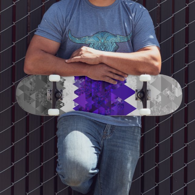 Boho Geometric Mod Retro Greygender Prix Flag Skateboard (Außenbereich 3)
